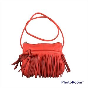 Tignanello orange fringe crossbody bag